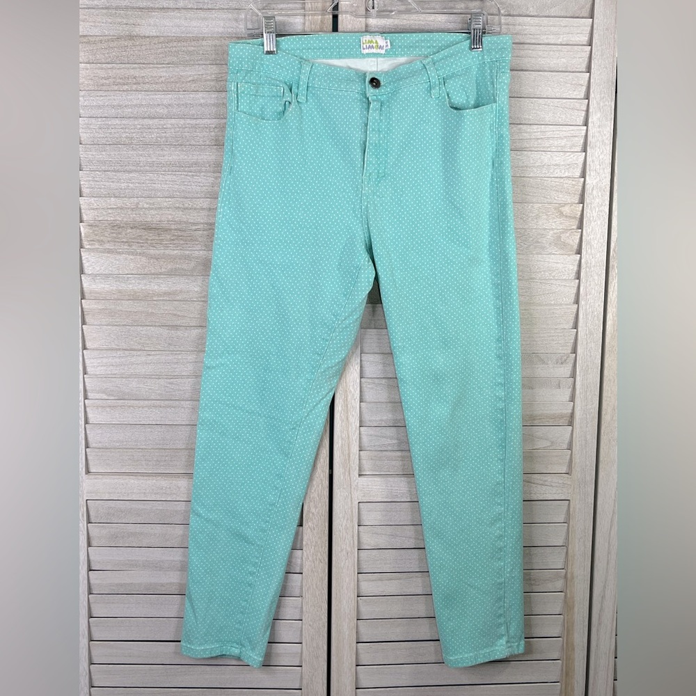 LIMA LIMON Mint Green/White Dot Skinny Jeans Soft Girl Coquette Girlhoodcore -34